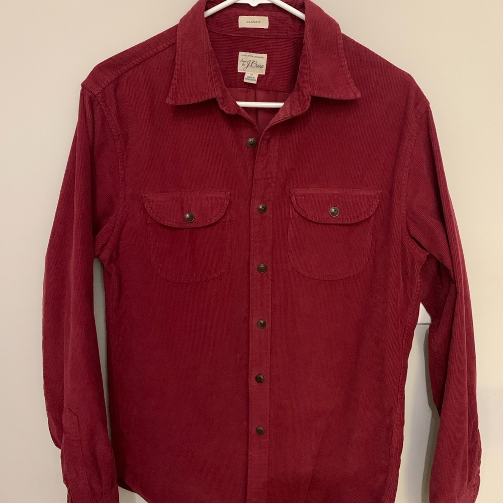 J. Crew Women's Red Corduroy Button-Down Shirt